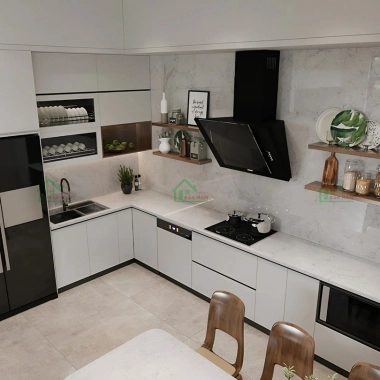 TỦ BẾP CHỮ L GỖ CÔNG NGHIỆP HIỆN ĐẠI TB84