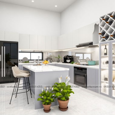 TỦ BẾP GỖ CÔNG NGHIỆP AN CƯỜNG TB23​​​​​​​