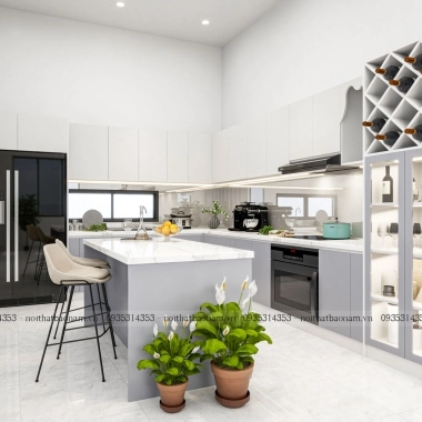 TỦ BẾP GỖ CÔNG NGHIỆP AN CƯỜNG TB23