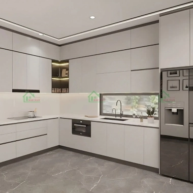 TỦ BẾP GỖ ĐẸP CÔNG NGHIỆP TB83​​​​​​​