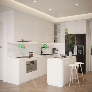 TỦ BẾP GỖ MDF AN CƯỜNG MÀU TRẮNG HIỆN ĐẠI ĐẸP TB47​​​​​​​