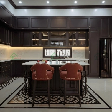 TỦ BẾP GỖ TỰ NHIÊN HIỆN ĐẠI, SANG TRỌNG BTN18​​​​​​​