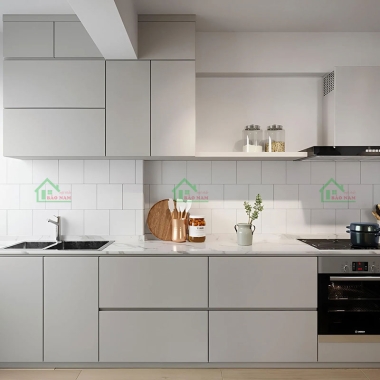 TỦ BẾP MDF CHỮ I MÀU XÁM TRẮNG HIỆN ĐẠI TB68​​​​​​​