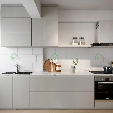 TỦ BẾP MDF CHỮ I MÀU XÁM TRẮNG HIỆN ĐẠI TB68​​​​​​​