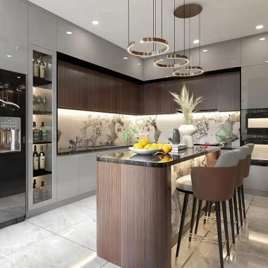 TỦ BẾP MDF PHỦ ACRYLIC AN CƯỜNG TBA76​​​​​​​