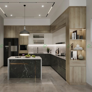 TỦ BẾP GỖ MELAMINE ĐẸP HIỆN ĐẠI TB86​​​​​​​