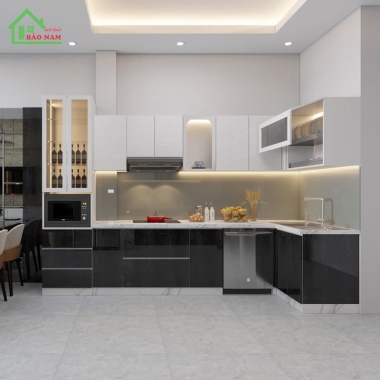 TỦ BẾP NHỰA ACRYLIC CAO CẤP TBN6​​​​​​​