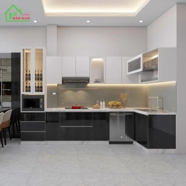 TỦ BẾP NHỰA ACRYLIC CAO CẤP TBN6​​​​​​​