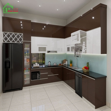 TỦ BẾP NHỰA ACRYLIC CAO CẤP TBN7​​​​​​​