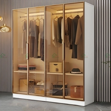 TỦ QUẦN ÁO CÁNH KÍNH CƯỜNG LỰC MÀU TRÀ ĐẸP TK38​​​​​​​