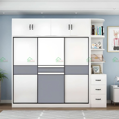 TỦ QUẦN ÁO CÁNH LÙA GỖ MDF KẾT HỢP KỆ TRANG TRÍ HIỆN ĐẠI TAL12​​​​​​​