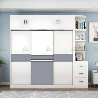 TỦ QUẦN ÁO CÁNH LÙA GỖ MDF KẾT HỢP KỆ TRANG TRÍ HIỆN ĐẠI TAL12​​​​​​​