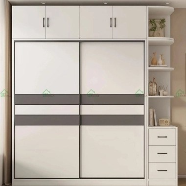 TỦ QUẦN ÁO CÁNH LÙA MÀU TRẮNG PHỐI XÁM ĐẸP HIỆN ĐẠI TAL13​​​​​​​