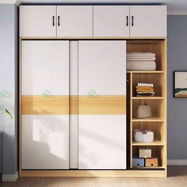 TỦ QUẦN ÁO CÁNH LÙA MDF VÂN GỖ ĐẸP HIỆN ĐẠI TAL18​​​​​​​