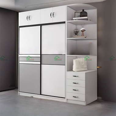TỦ QUẦN ÁO CỬA LÙA MÀU TRẮNG ĐẸP HIỆN ĐẠI TAL02​​​​​​​
