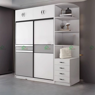 TỦ QUẦN ÁO CỬA LÙA MÀU TRẮNG ĐẸP HIỆN ĐẠI TAL02​​​​​​​