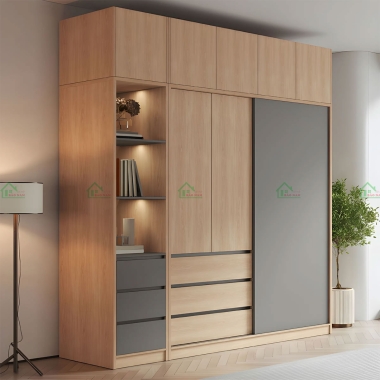 TỦ QUẦN ÁO GỖ CÁNH LÙA HIỆN ĐẠI ĐẸP TAL33​​​​​​​