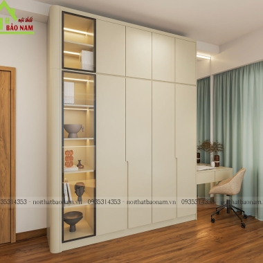 TỦ QUẦN ÁO GỖ MDF MÀU KEM ĐẸP HIỆN ĐẠI TA31​​​​​​​