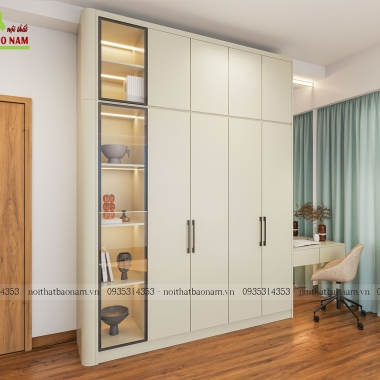 TỦ QUẦN ÁO GỖ MDF MÀU KEM ĐẸP HIỆN ĐẠI TA32​​​​​​​