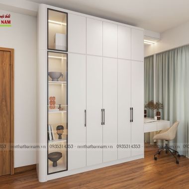 TỦ QUẦN ÁO GỖ MDF MÀU TRẮNG ĐẸP HIỆN ĐẠI TA33​​​​​​​