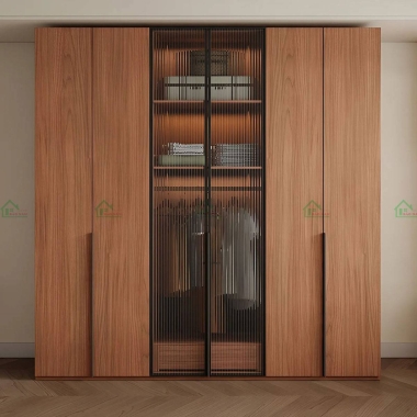 TỦ QUẦN ÁO GỖ TỰ NHIÊN CỬA KÍNH SANG TRỌNG TATN40​​​​​​​