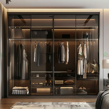 TỦ QUẦN ÁO CÁNH KÍNH ĐEN HIỆN ĐẠI TK68