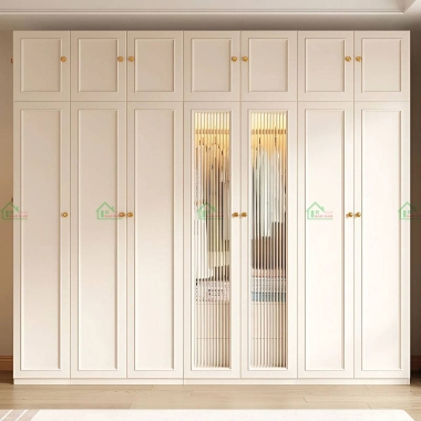 TỦ QUẦN ÁO TÂN CỔ ĐIỂN CÁNH PANO MÀU KEM SANG TRỌNG TATN46​​​​​​​