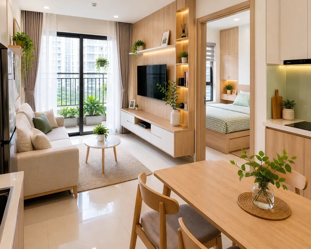 Lựa chọn vật liệu và thiết kế phù hợp giúp tối ưu chi phí thi công nội thất căn hộ 60m².