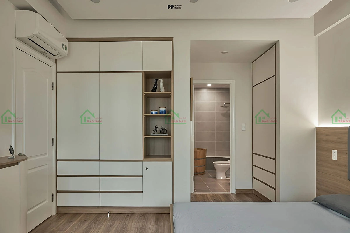 Tủ áo âm tường Melamine, nhiều ngăn kéo,tiện dụng và ngăn nắp.