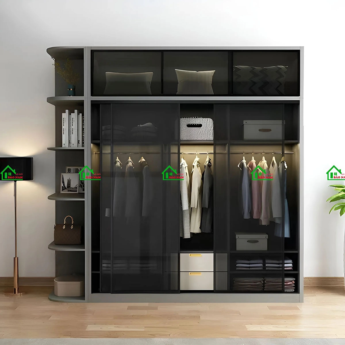 Thiết kế cánh kính lùa đơn giản, đường nét mượt mà, màu sắc nhã nhặn. Xu hướng thiết kế hiện đại