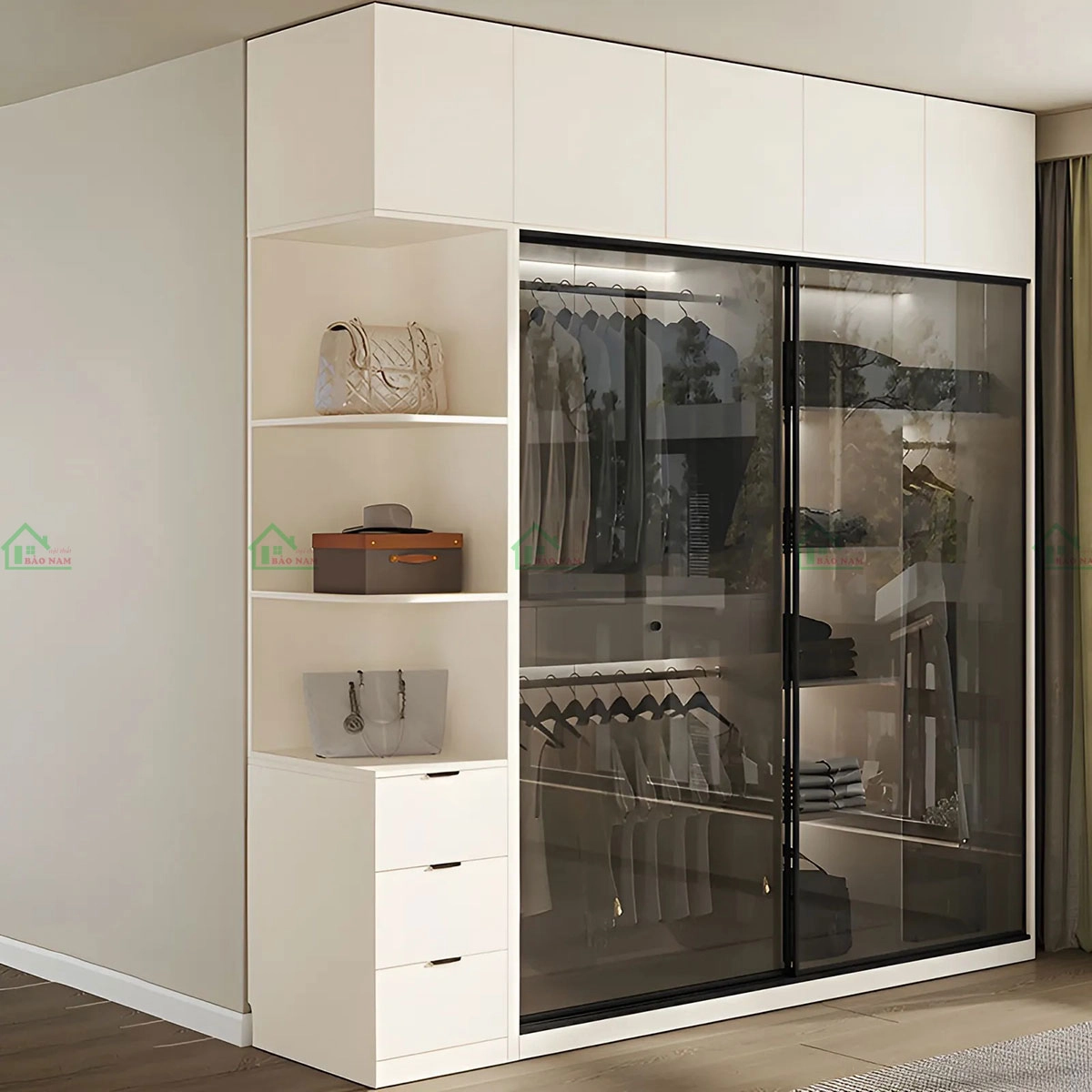 Tủ áo cánh kính lùa là biểu tượng của sự sang trọng và hiện đại