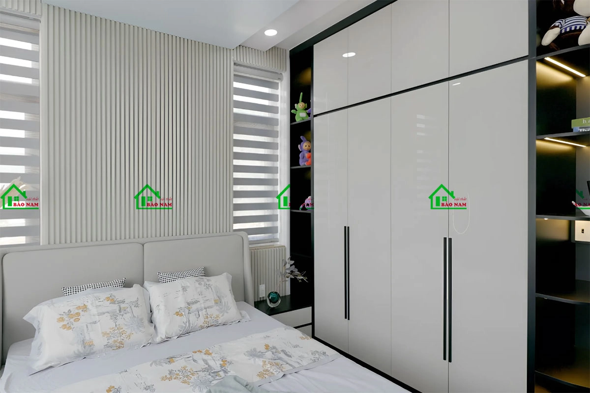 Tủ quần áo cánh acrylic bóng gương hiện đại