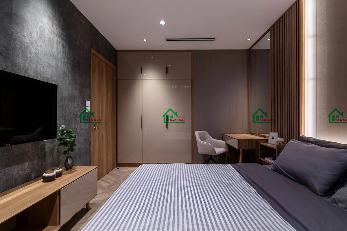 Mẫu tủ quần áo cánh acrylic âm tường hiện đại