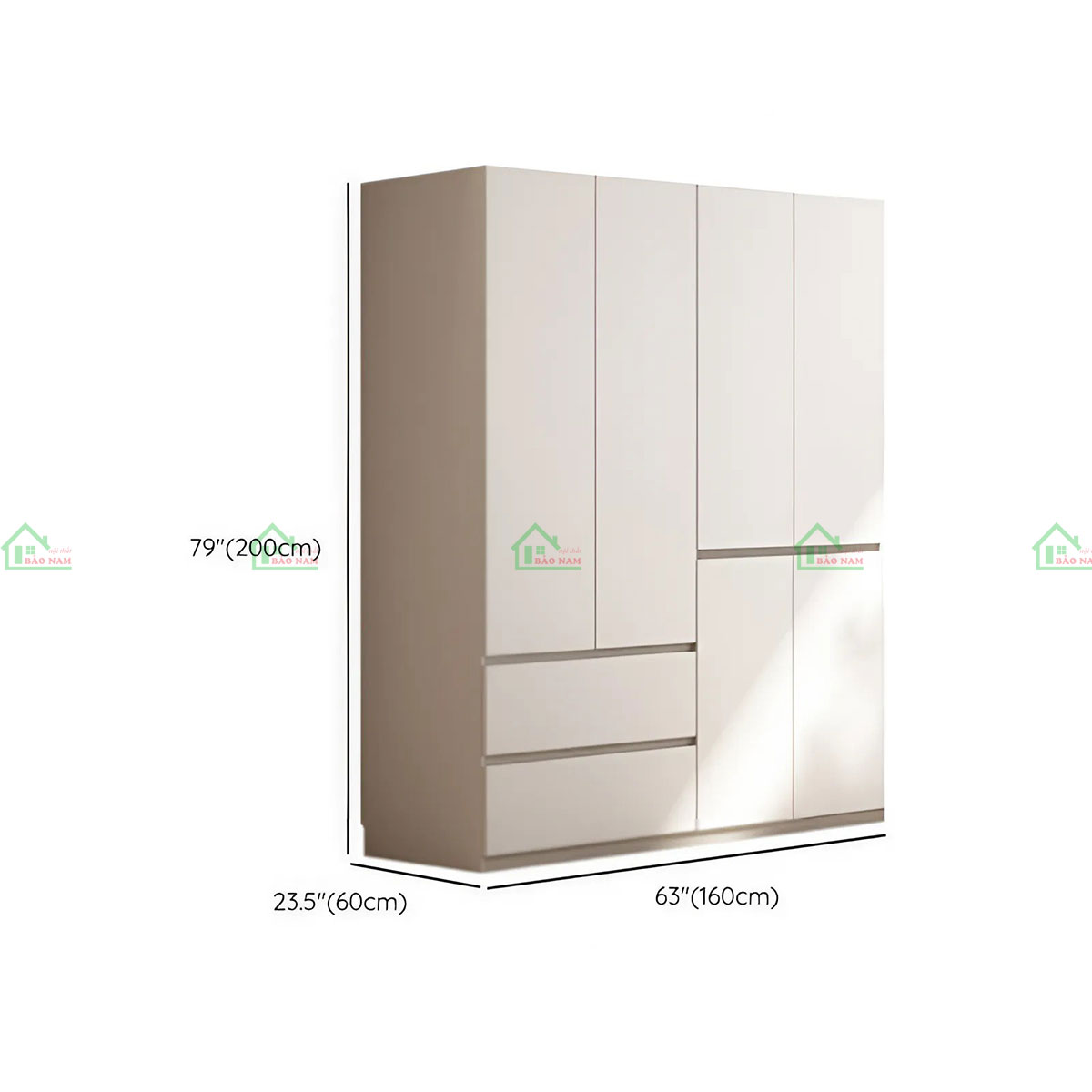 Tủ áo gỗ an cường TA75 - Kích thước 160cm x 60cm x 200cm