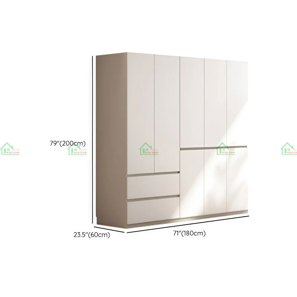 Tủ áo gỗ an cường TA75 - Kích thước 180cm x 60cm x 200cm