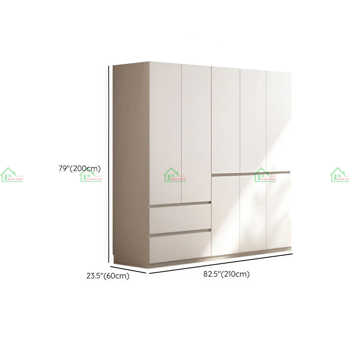 Tủ áo gỗ an cường TA75 - Kích thước 210cm x 60cm x 200cm