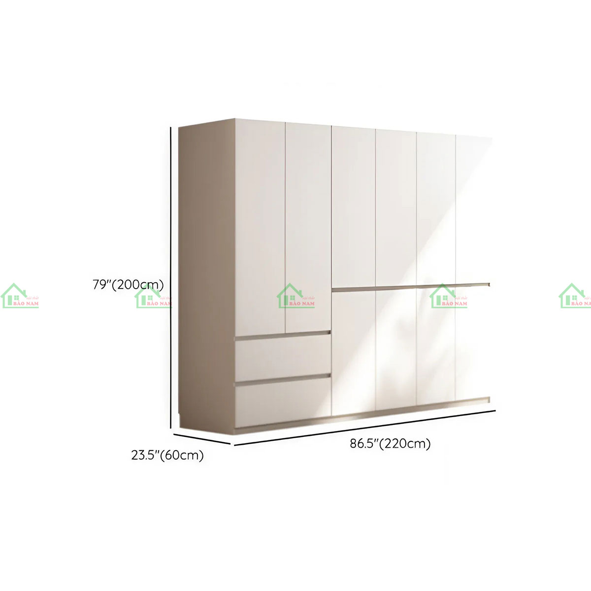 Tủ áo gỗ an cường TA75 - Kích thước 220cm x 60cm x 200cm