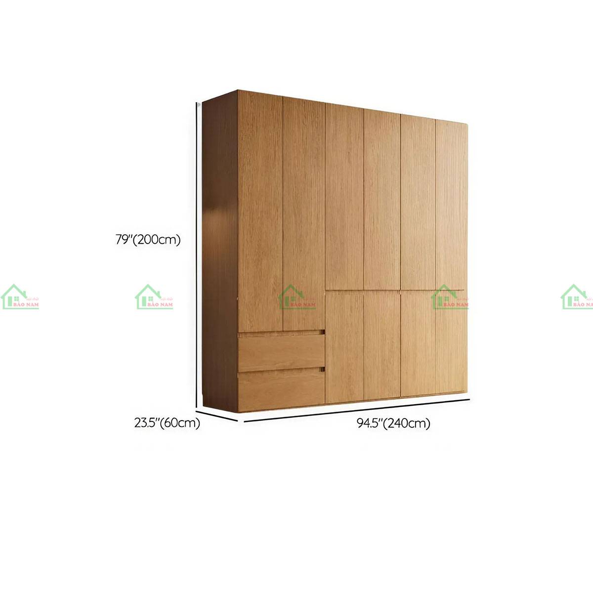 Tủ quần áo 6 cánh - Kích thước 240cm x 60cm x 200cm - thiết kế thông minh, tiện lợi