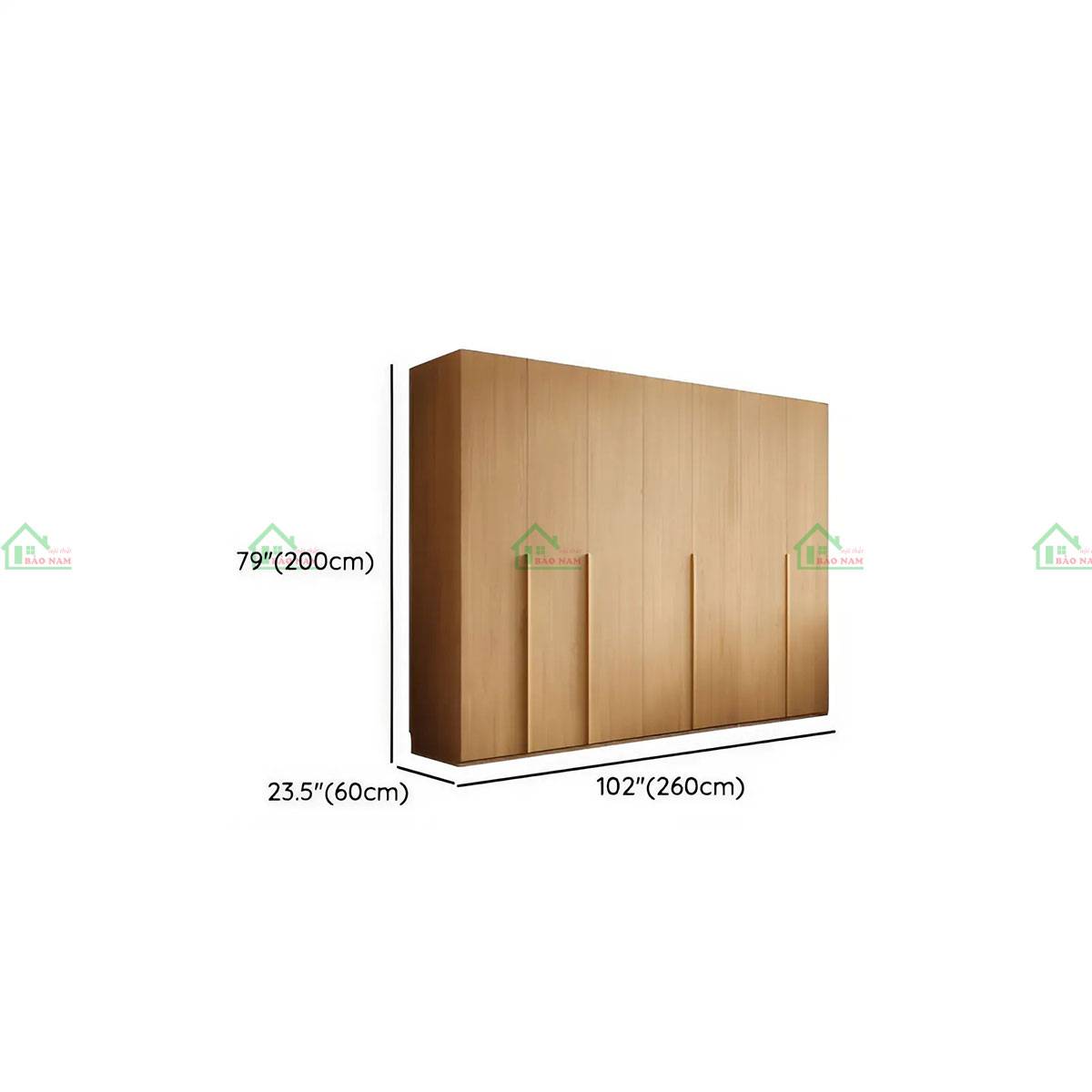 Thiết kế thông minh của tủ quần áo TATN24 260cm x 60cm x 200cm với nhiều ngăn kệ
