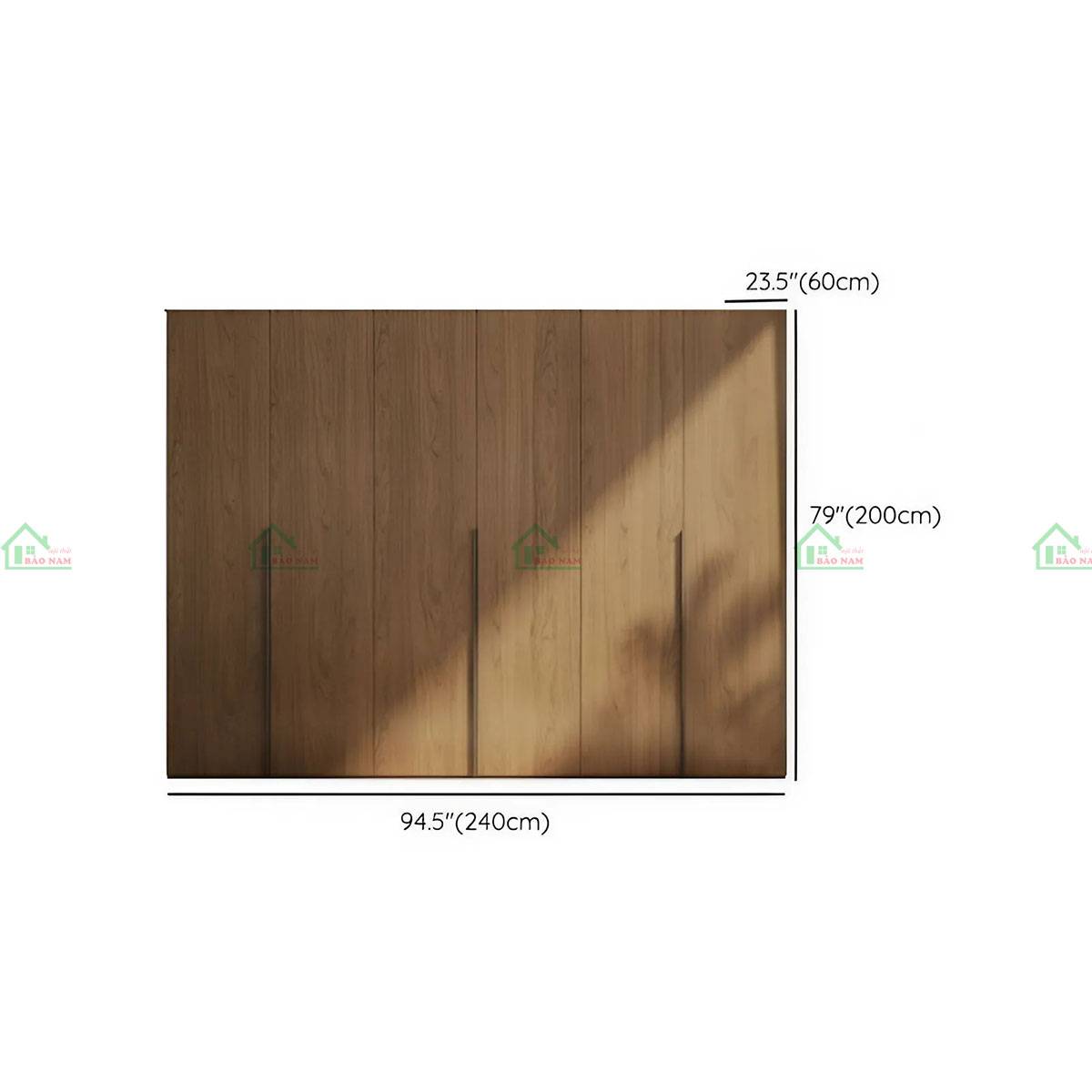 Tủ quần áo gỗ sồi TATN39 - Kích thước 240cm x 60cm x 200cm