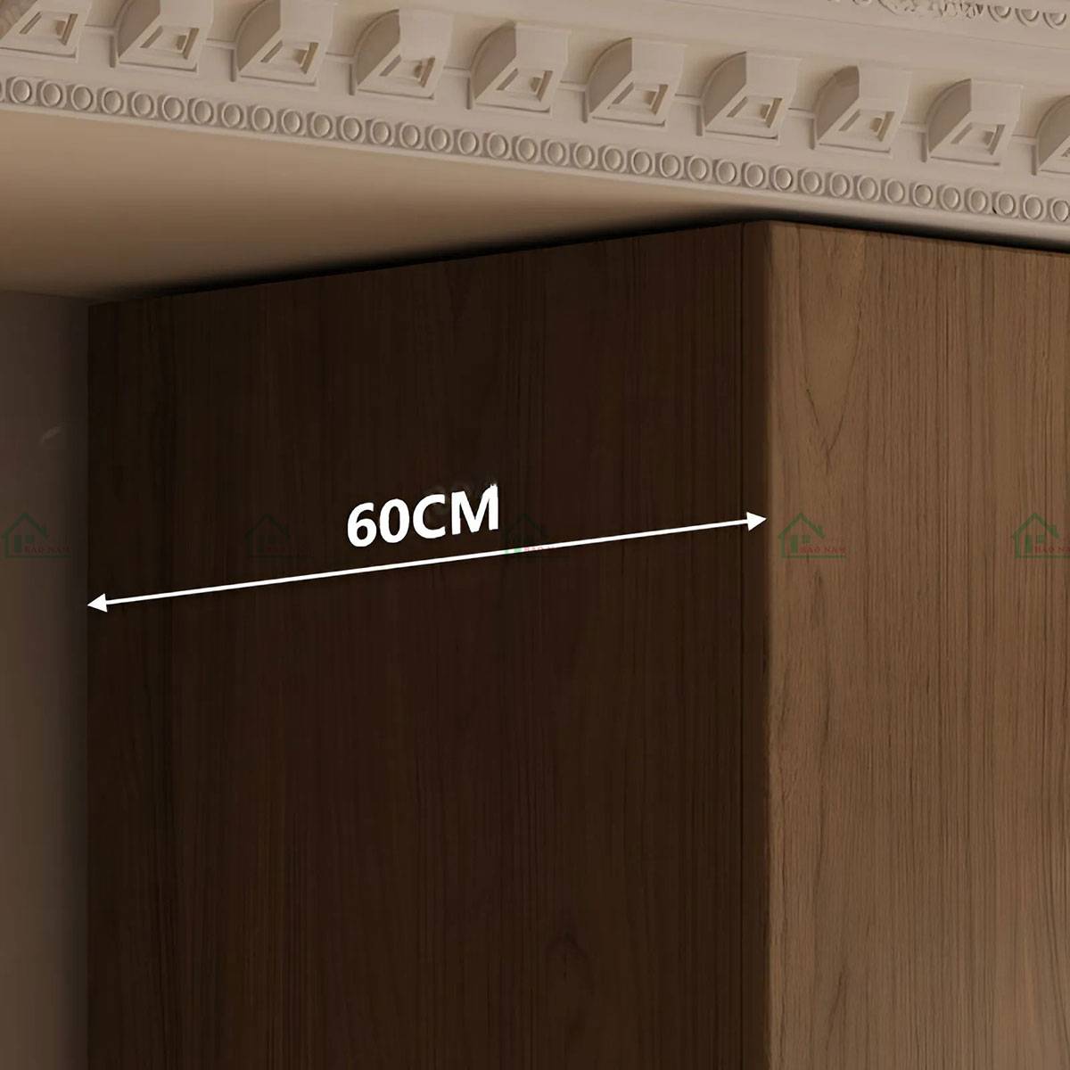 Chiều sâu tủ quần áo TATN39 là 60cm, tạo không gian lưu trữ rộng rãi