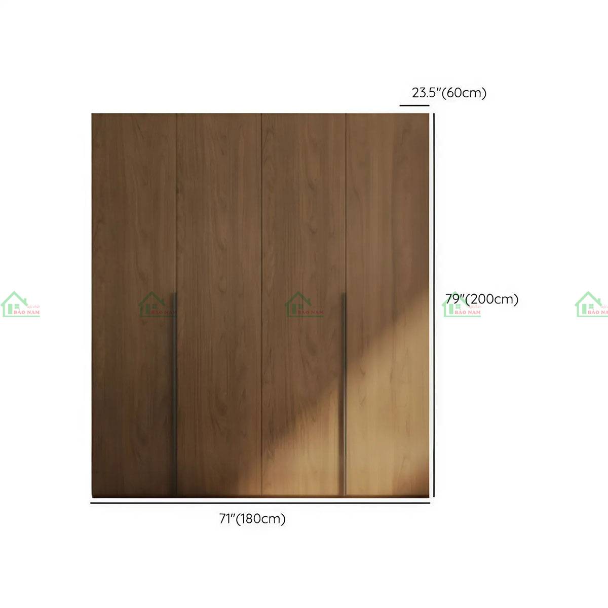 Tủ quần áo gỗ sồi TATN39 - Kích thước 180cm x 60cm x 200cm