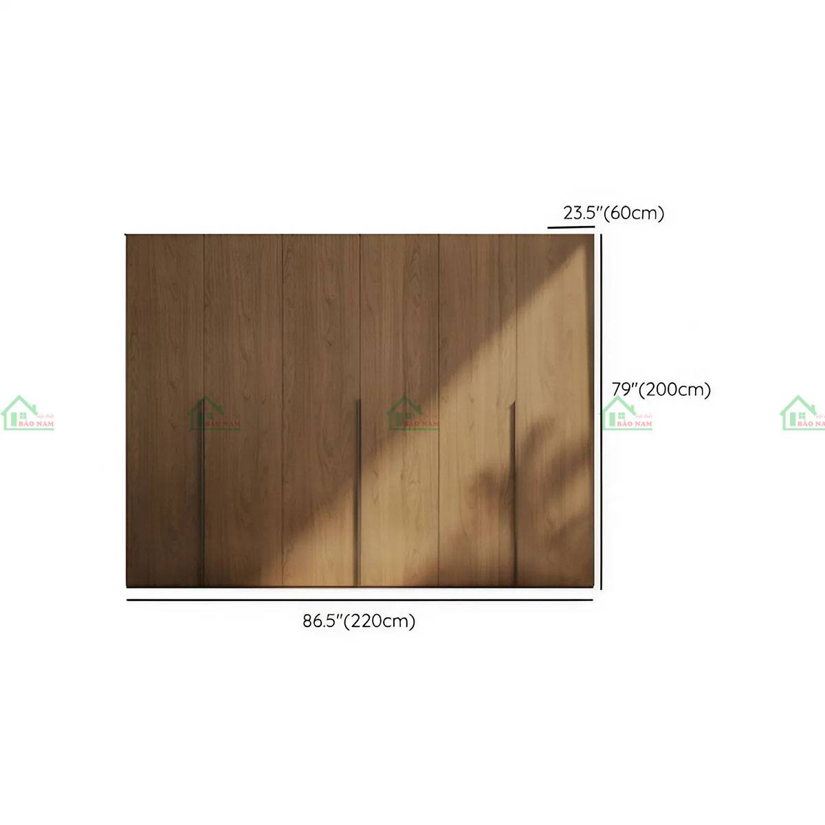 Tủ quần áo gỗ sồi TATN39 - Kích thước 220cm x 60cm x 200cm
