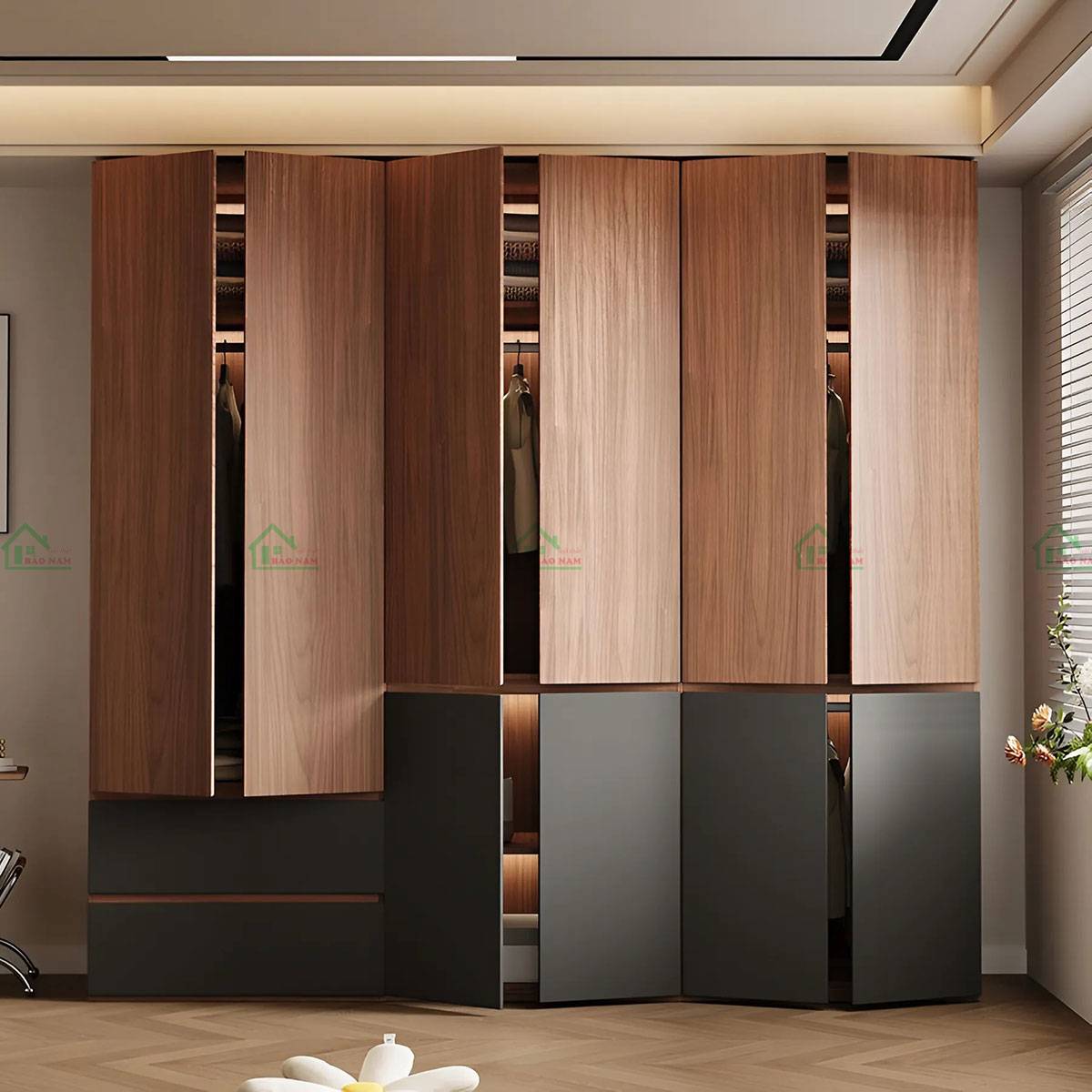 Tủ quần áo gỗ tự nhiên giá rẻ TATN10 phong cách tối giản, chất liệu gỗ tự nhiên cao cấp