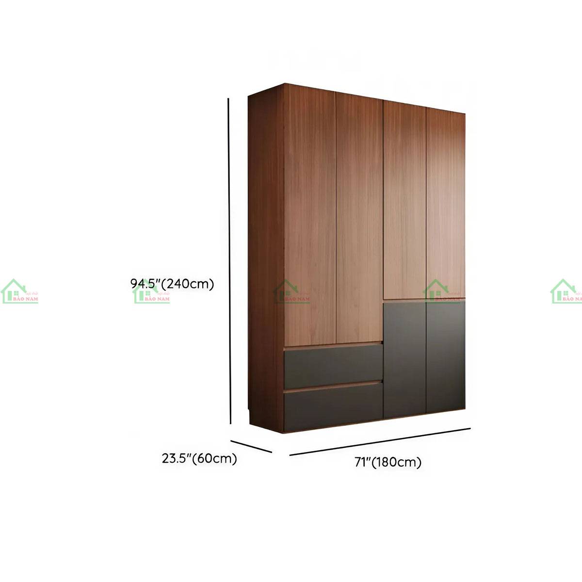 Tủ quần áo gỗ tự nhiên TATN10 nhiều ngăn chứa, kích thước rộng rãi