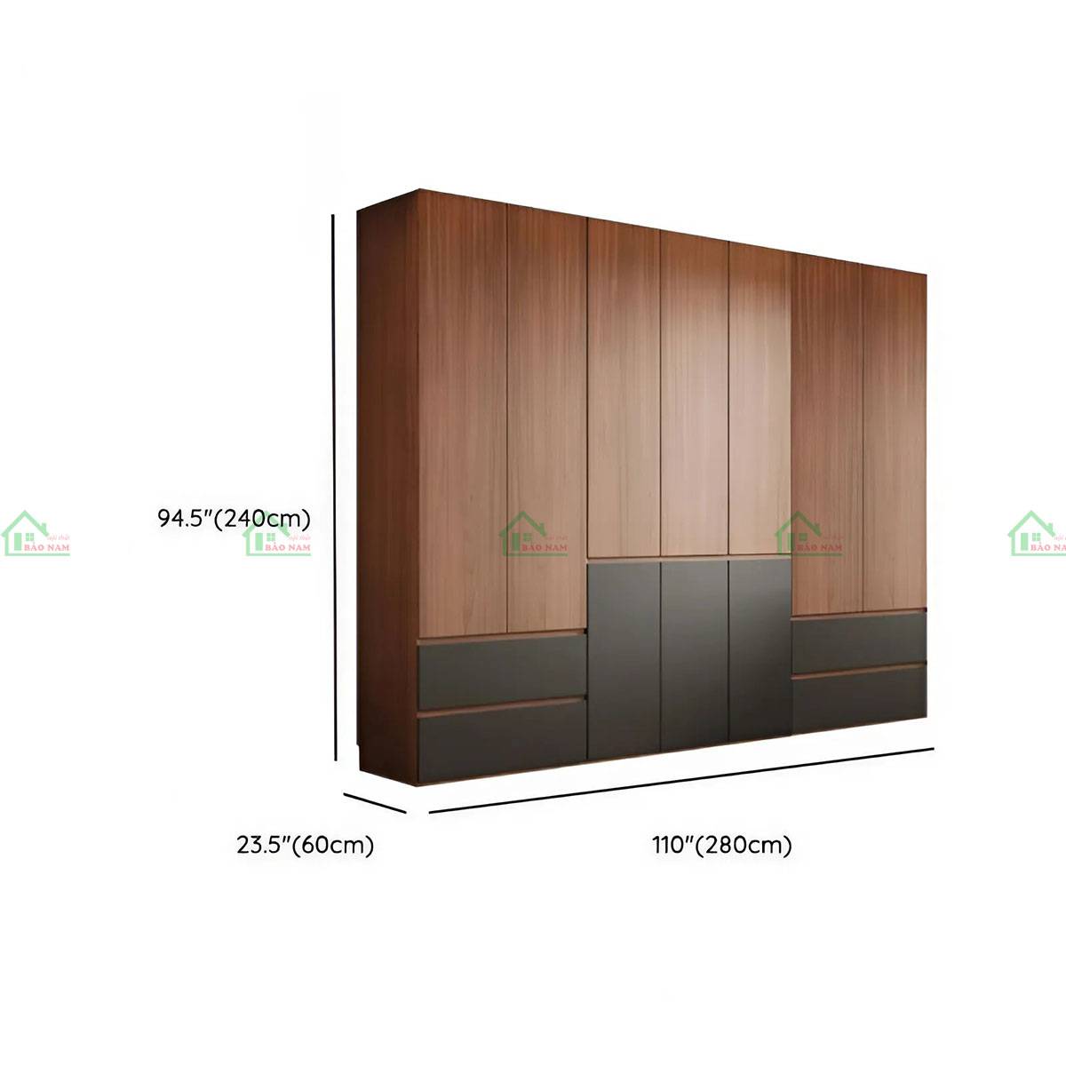 Tủ áo TATN10 - Giải pháp lưu trữ lớn với kích thước 280x240x60 (cm)