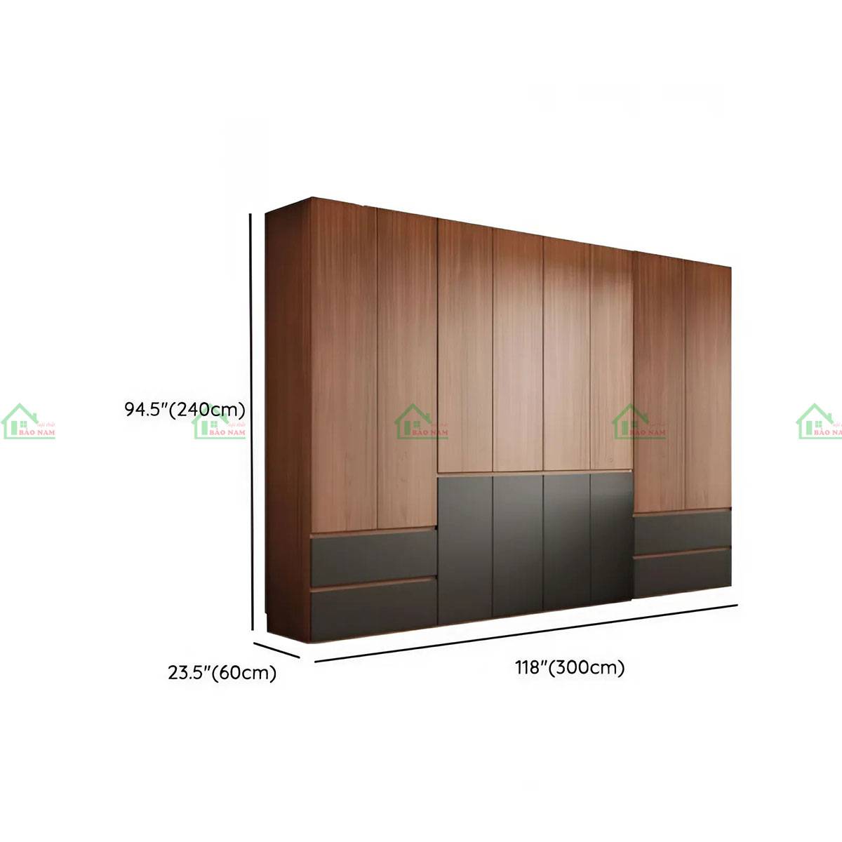 Thi công tủ quần áo gỗ tự nhiên TATN10 theo kích thước riêng, giá tốt