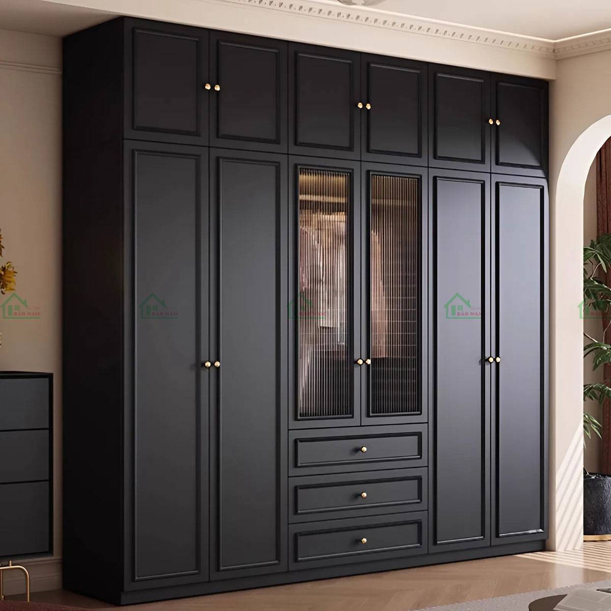 Thiết kế tinh tế của tủ áo gỗ TATN12 phong cách Indochine, sự kết hợp hài hòa giữa cổ điển và hiện đại