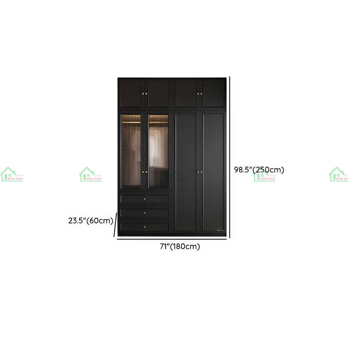 Thiết kế cổ điển và hiện đại của tủ áo Indochine TATN12 màu đen