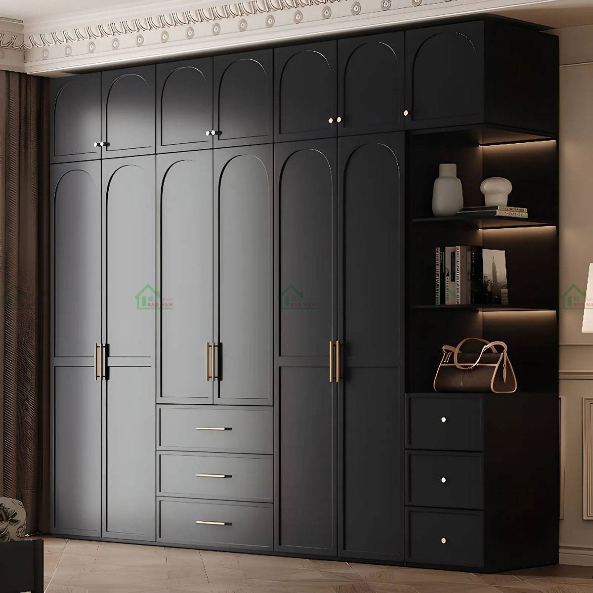 Vẻ đẹp cổ điển và sang trọng của tủ áo Indochine TATN11 màu đen